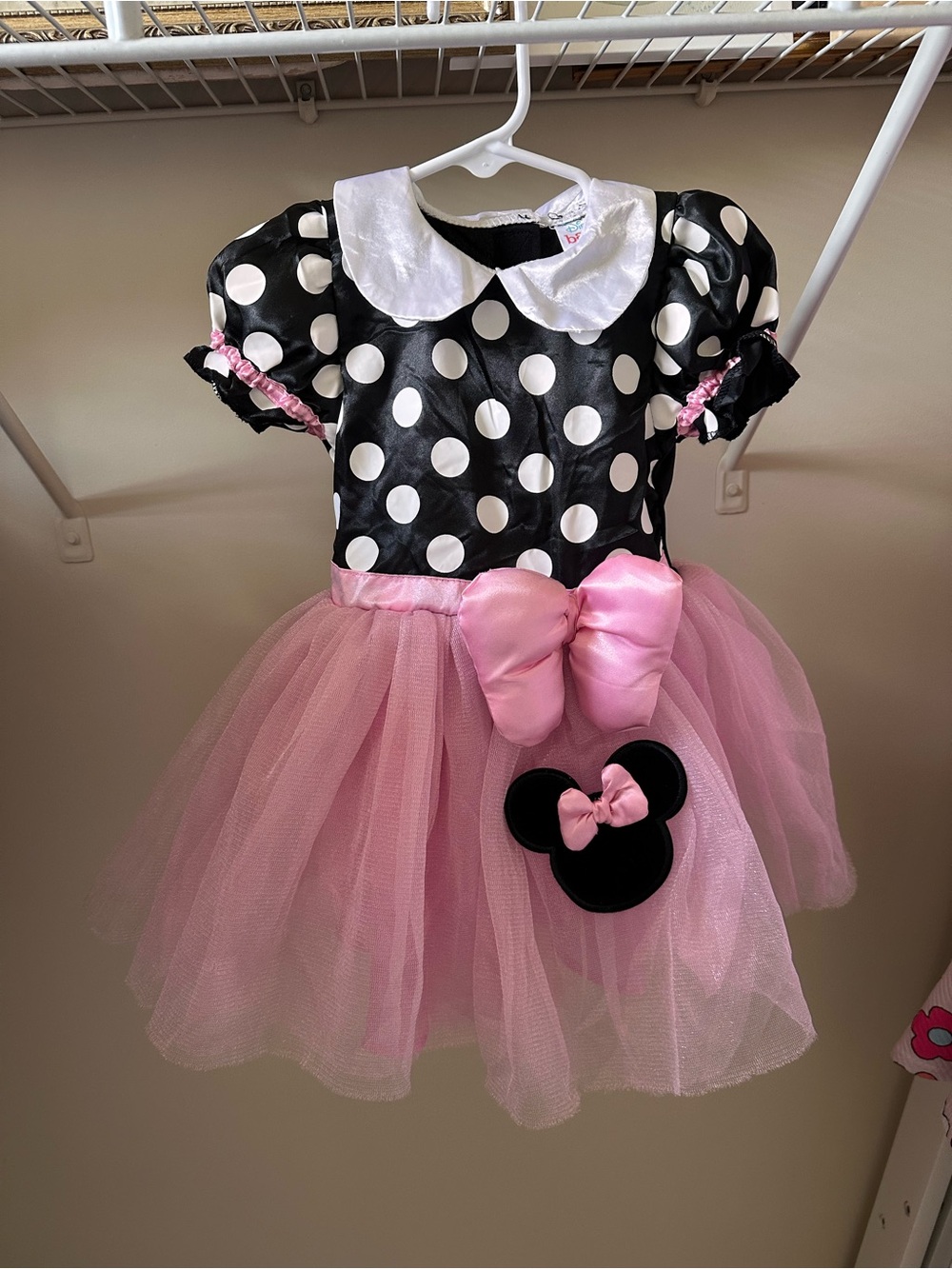 Disney Black and White Polka Dot Minnie-Inspired Dress with Pink Tulle